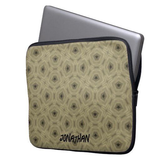 Monogramm Name Schwarz und Beige | Laptopschutzhülle (Vorderseite Links)