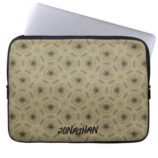 Monogramm Name Schwarz und Beige | Laptopschutzhülle (Vorderseite)