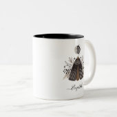 Monogramm Name Schwarz-weiß Butterfly Zweifarbige Tasse (VorderseiteRechts)