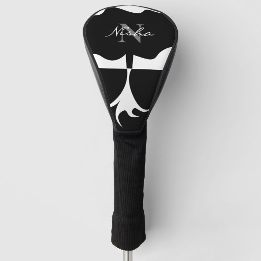 Monogramm-Name Schwarz/Weiß Golf Headcover (Vorderseite)