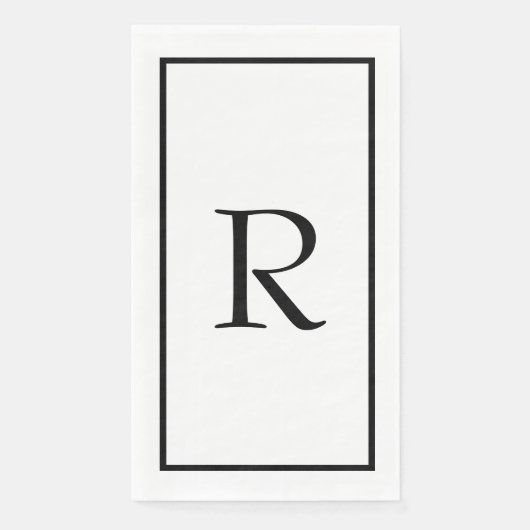 Monogramm Name Schwarz-weiß Hochzeitsstift Brautpa Serviette (Vorderseite)