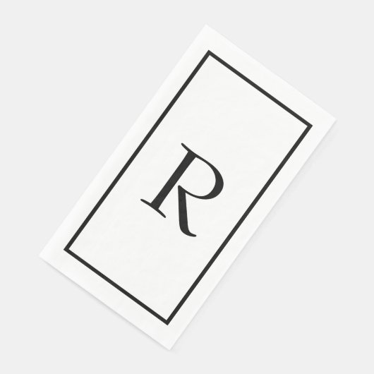 Monogramm Name Schwarz-weiß Hochzeitsstift Brautpa Serviette (Ecke)