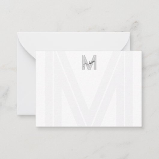 Monogramm Name schwarz/weiß Mitteilungskarte (Vorderseite)
