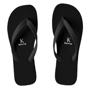 Monogramm-Name Schwarz-Weiß modern Badesandalen
