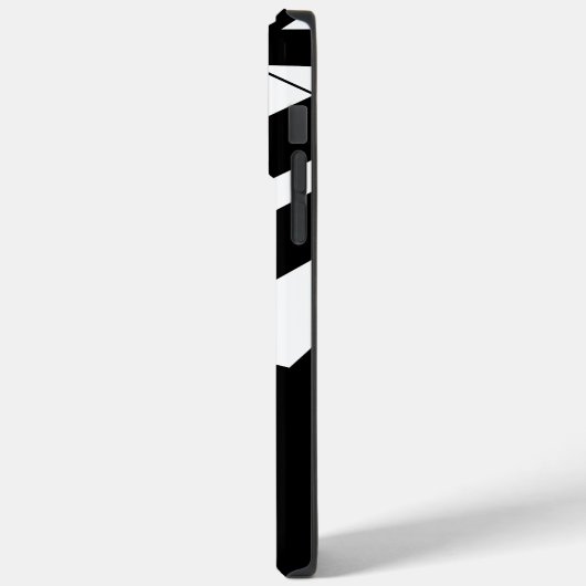 Monogramm Name Schwarz/Weiß Streifen Case-Mate iPhone Hülle (Rückseite / Links)