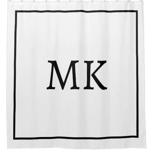 Monogramm Name Schwarz-weiße benutzerdefinierte Fa Duschvorhang (Vorderseite)