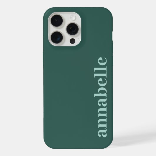 Monogramm-Name Seitlich Meergrün & Türkis Minimali iPhone Hülle (Rückseite)