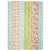 Monogramm Name Shabby-Rose auf rustikale Hütte Klemmbrett (Rückseite)