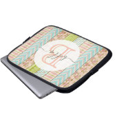 Monogramm Name Shabby-Rose auf rustikale Hütte Laptopschutzhülle (Vorne Knopf)