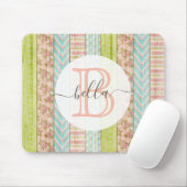 Monogramm Name Shabby-Rose auf rustikale Hütte Mousepad (Mit Mouse)