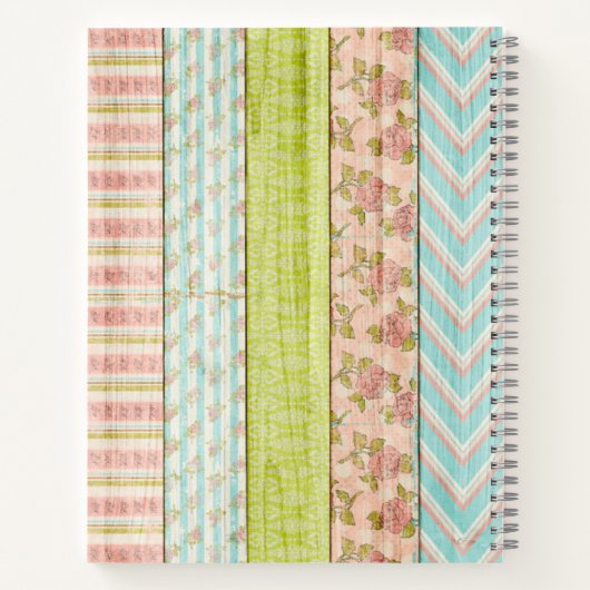 Monogramm Name Shabby-Rose auf rustikale Hütte Notizblock (Rückseite)