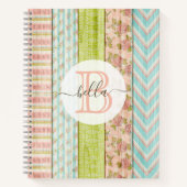 Monogramm Name Shabby-Rose auf rustikale Hütte Notizblock (Vorderseite)