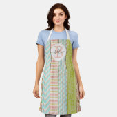 Monogramm Name Shabby-Rose auf rustikale Hütte Schürze (Getragen)