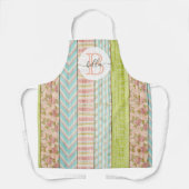 Monogramm Name Shabby-Rose auf rustikale Hütte Schürze (Vorderseite)