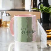 Monogramm Name-Skript ombre green pulver lila Tasse