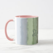 Monogramm Name-Skript ombre green pulver lila Tasse (Links)