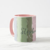 Monogramm Name-Skript ombre green pulver lila Tasse (Vorderseite Links)