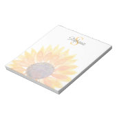 Monogramm Name Sonnenblume Notizblock (Rotiert)