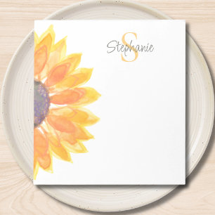 Monogramm Name Sonnenblume Notizblock