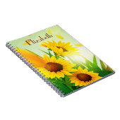 Monogramm Name Sunflores Gelb Grün  Notizblock (Rechte Seite)