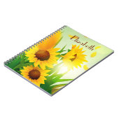 Monogramm Name Sunflores Gelb Grün  Notizblock (Linke Seite)