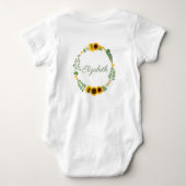 Monogramm Name Sunflores Gelbgrün Baby Strampler (Rückseite)
