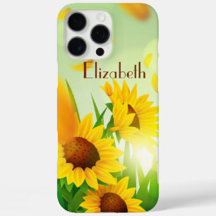 Monogramm Name Sunflores Gelbgrün iPhone 16 Pro Max Hülle