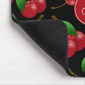 Monogramm Name Süßkirschen gemustert Mousepad (Ecke)