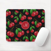 Monogramm Name Süßkirschen gemustert Mousepad (Mit Mouse)