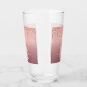Monogramm Name Text Rose Gold Blush Glitzer Glass Glas (Links)
