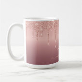 Monogramm Name Text Rose Gold Glitzer Kaffee Tasse (Links)