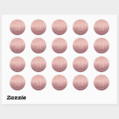 Monogramm Name Text Roségold Rosa Glitter Funkeln Runder Aufkleber (Blatt)