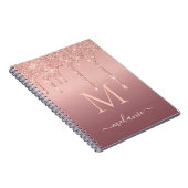 Monogramm Name Text Roségold Rosarot Glitter Funke Notizblock (Rechte Seite)