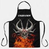 Monogramm-Name-Totenkopf Flammendes Feuer Schürze (Vorderseite)