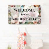 Monogramm Name Tropische Blume Blätter Aquarell Banner (Insitu)