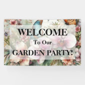 Monogramm Name Tropische Blume Blätter Aquarell Banner (Horizontal)