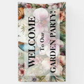 Monogramm Name Tropische Blume Blätter Aquarell Banner (Vertikal)