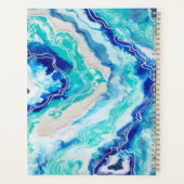 Monogramm-Name Türkis und Blauer Marmor Planer (Rückseite)