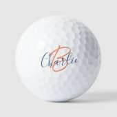 Monogramm Name und anfängliches weißes Pfirsichbla Golfball (Vorderseite)