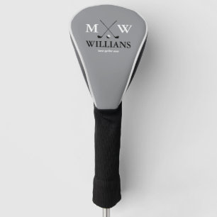 Monogramm (Name und Initialen des Golfers) schwarz Golf Headcover