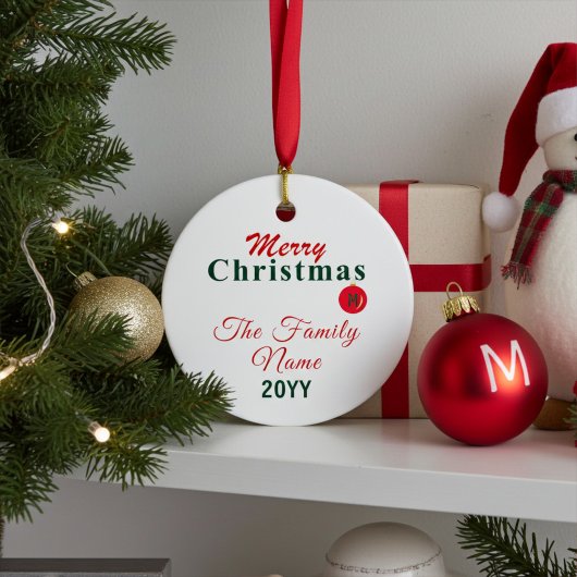 Monogramm, Name und Jahr Custom Frohe Weihnachten Keramikornament