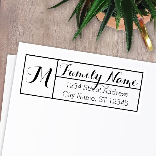 Monogramm, Name und Rücksendeadresse der benutzerd Permastempel