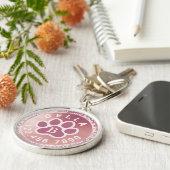 Monogramm Name und Telefon | Rose Gold Round Pet T Schlüsselanhänger (Seite)