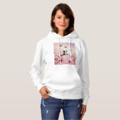 Monogramm Name Valentinherzen Blütenfarbe Hoodie (Vorne ganz)