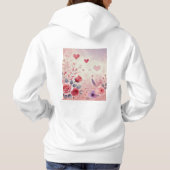 Monogramm Name Valentinherzen Blütenfarbe Hoodie (Rückseite)