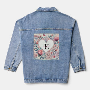 Monogramm Name Valentinherzen Blütenfarbe Jeansjacke