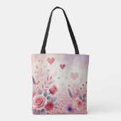 Monogramm Name Valentinherzen Blütenfarbe Tasche (Rückseite)