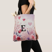 Monogramm Name Valentinherzen Blütenfarbe Tasche (Von Nahem)