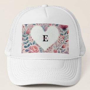 Monogramm Name Valentinherzen Blütenfarbe Truckerkappe