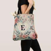 Monogramm Name Vintag romantische Herzen Rosa Blüt Tasche (Von Nahem)